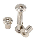 10 Piece M8 Countersunk Hex Socket Cap Bolt And Hex Head Nut Set, Nickel Plated Finish, hardware on white background