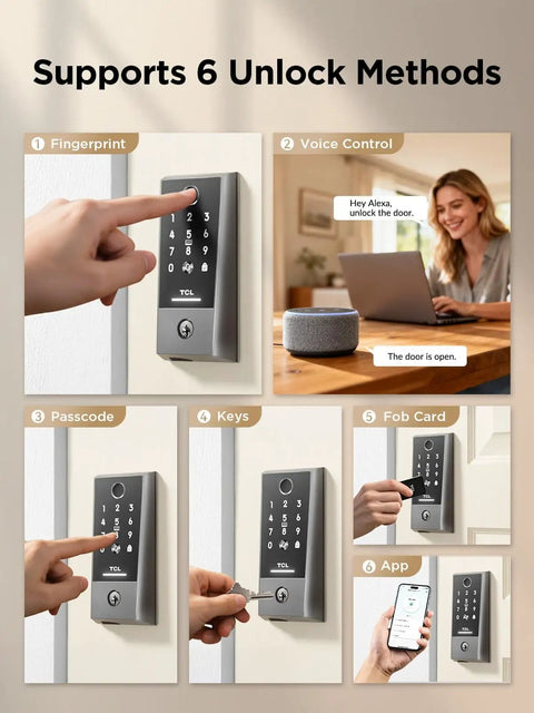 D2 Plus Smart Door Lock With Keyless Entry And 0.3Second AI Fingerprint Unlock Touchscreen Keypad Auto Lock with unlock methods