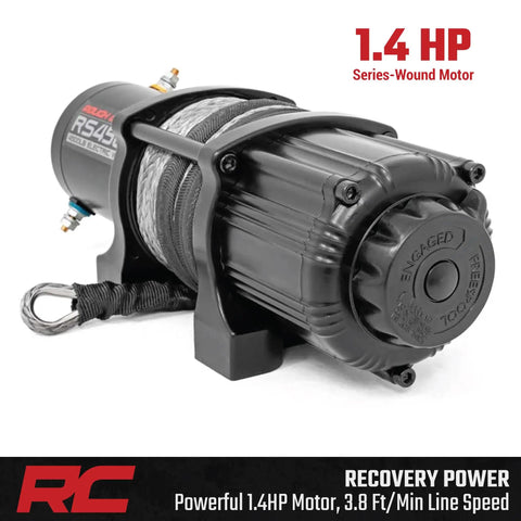 Rough Country 4500 Lb ProSeries Winch For Utv And Atv With Fifty Ft Synthetic Rope 1.4HP Motor 12V Waterproof Remote Control