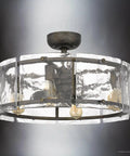Slick Mid Century Modern Ceiling Fan With Brushed Silver Blades And Super Quiet Motor For Chill Living Room Atmosphere Featuring Handy Remote Control And Hassle Free Setup For Your Home, featuring a transparent glass light fixture.
