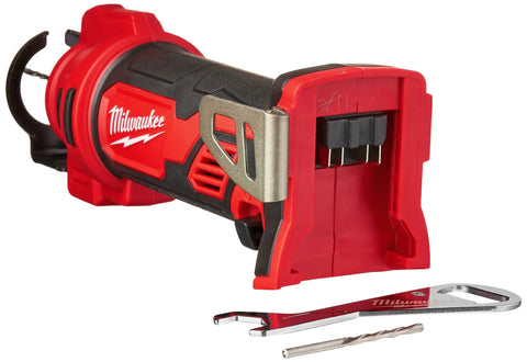 M18 18 Volt Cordless Cut Out Tool Bare Tool For Drywall Openings, view showing motor and depth adjustment accessories