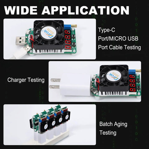 USB Load Tester For Real World Testing No Fluff Electronic Load Resistor Module 25W LD25 USB Type C Interface Discharge Adjustable Current 0.25A To 4A With Smart Temperature Control And Cooling Fan, compact PCB with fan