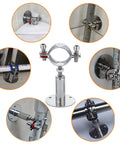 RITUIPIO 2-piece chrome pipe clamp set; 304 stainless; adjustable 30–60 mm; fits 15–19 mm OD pipe
