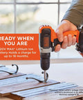 Person using 20V Max Cordless Drill With 64-Piece Home Toolkit In A Translucent Portable Toolbox Super Handy For Quick Do It Yourself Projects
