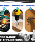 Go-To Assorted Self Tapping Screws Kit For Wood And Drywall With 100 Pcs shown in auto repair, woodworking, furniture applications