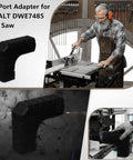 Heavy Duty 2.5 Inch Dust Port Adapter For Table Saw With Snap On Hook captures sawdust during cutting on a table saw.