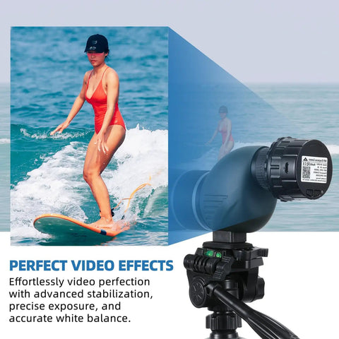 Eyepiece Telescope Camera With 2.5K Video Recording For 24mm To 50mm Eyepieces showing smooth video of a surfer at sea