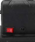 Close-up of the power switch and motor housing of the 3 Inch Cordless Mini Bench Grinder With Turbo Speed Dial 2000 To 6000 RPM.