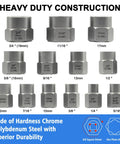 Heavy duty 13 Piece Screw Extractor And Bolt Remover Set with heavy-duty construction and various sizes displayed