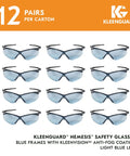 V30 Nemesis Safety Glasses With Copper Blue Shield Lenses, Anti Fog Coating, Lightweight Black Frame, Unisex Eyewear For Men And Women, Blue Tint For Low Light Clarity, 12 Pairs Per Case