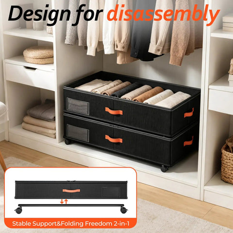 Compact Under Bed Storage Bins With Silent Rolling Casters Lowkey Closet Game Changer For Dorm Rooms And Small Apartments Easy Glide Seasonal Gear Organizers Heavy Duty 2 Pack