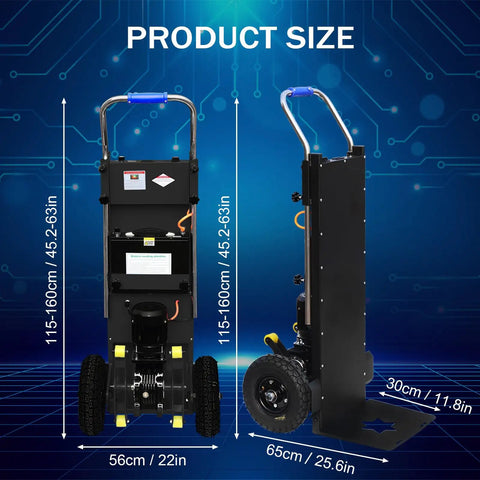 Product size image of Heavy Duty Electric Stair Climbing Dolly, 880 Lb Capacity Hand Truck With Solid Rubber Tires.
