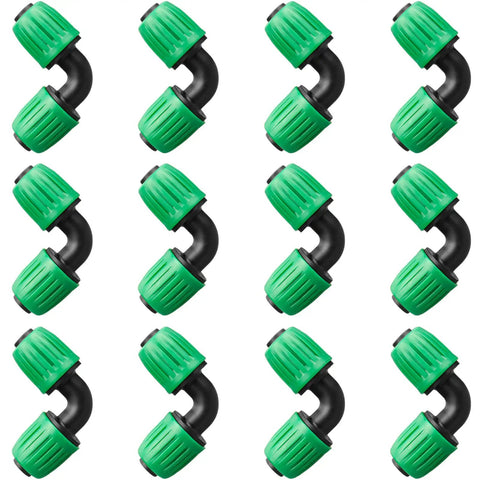 Half Inch Drip Irrigation Fittings 12 Pack Barbed 90 Degree Elbows With Locked Nuts For Anti Drop Connection product image