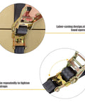 Close-up of labor-saving design on Two Pack 2 Inch Endless Ratchet Straps, 20 Feet Long, Heavy Duty Tie Down Straps With 8000 Lbs Break Strength.