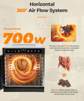 Straight Shooter 700 Watt Food Dehydrator with Eight Roomy Trays and Quick 360 Hot Air Circulation, showcasing airflow system.