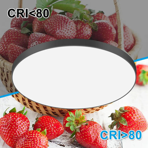 Waterproof Flush Mount Ceiling LED Light Fixture 24W 1700 Lumens 7200K Shower Light For Kitchen Bedroom Bathroom Black CRI indicator