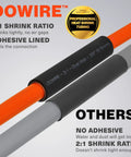 Must-Have Heat Shrink Tubing Kit 3:1 Adhesive Lined Waterproof Marine Grade Black, 180 PCS comparison with non-adhesive tubing