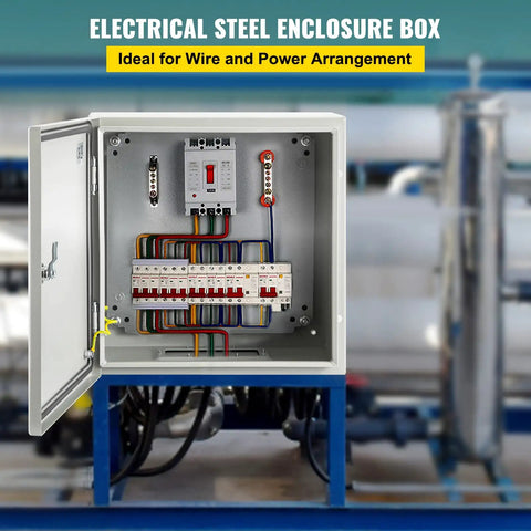 NEMA 4X Steel Enclosure For Electrical Gear, 16 By 16 By 6 Inches, IP66 Waterproof And Dustproof Outdoor Indoor Junction Box