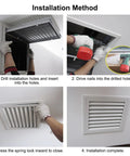 Installation method for Aluminum Louvered Access Panel For Drywall Ceiling And Wall Vent Grille showing steps for setup.
