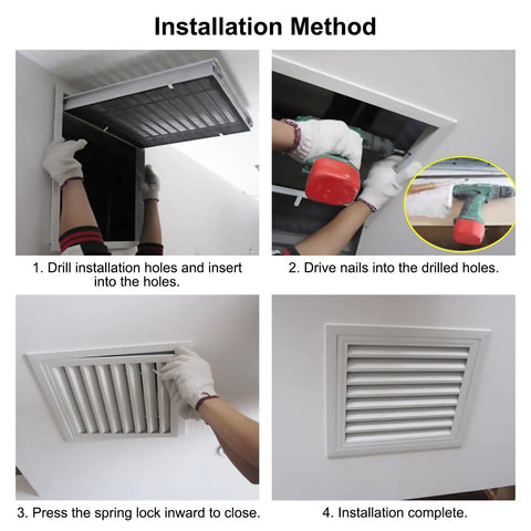 Installation process for Slick Aluminum Louvered Access Panel For Drywall And Ceilings With Concealed Switch Hides Wiring And Piping Solid Feel No Sweat Install 13.7 X 23.6 Inches Multi Purpose.
