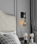 Black Raindrop Glass Wall Sconce With On Off Switch Sleek Modern Vanity Light Fixture for bedroom with ambient glow
