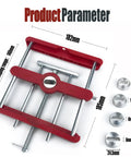 Precision Woodworking Mortise And Tenon Jig With Self Centering Loose Tenon Doweling Kit showcasing red ABS housing, measuring 182mm x 185mm.