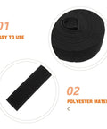 Adjustable Reusable Hook And Loop Cable Ties For Superior Desk Wire Management And Phone Charger Cord Organizing To Keep Your Tech Setup Snazzy And Totally Tidy in black polyester.