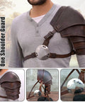 Single Shoulder Pauldron Armor In PU Leather Medieval Viking Gladiator Style With Rivet Detailing For Cosplay LARP And Stage Battles