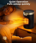 ETL Certified 1500W PTC Space Heater With Thermostat warming a bedroom with a sleeping person, showing quiet operation.