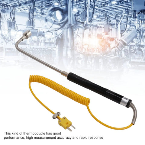 Type K Thermocouple Temperature Probe With Insulated Handle Curved Shank Sensor for gas and liquid detection in industrial setting