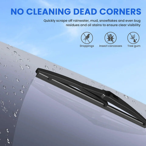 Smart Fortwo All Season Windshield Wiper Blade Replacement Set 2007 Through 2014 Badass Heavy Duty Rubber Beam Design on windshield.