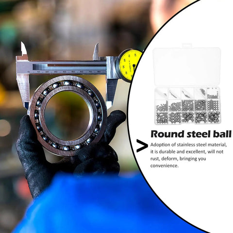 Stainless Steel Bearing Balls Assortment Kit 1.0mm To 10.0mm 580 Pieces High Precision Wear Resistant Steel Balls For Mechanical And Industrial Use Great For DIY Projects And Workshop Gear, assorted sizes in case