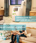 80 Inch Expandable AC Exhaust Hose With 5.9 Inch Diameter Anti Clockwise Thread For Portable Air Conditioners in a living room setup