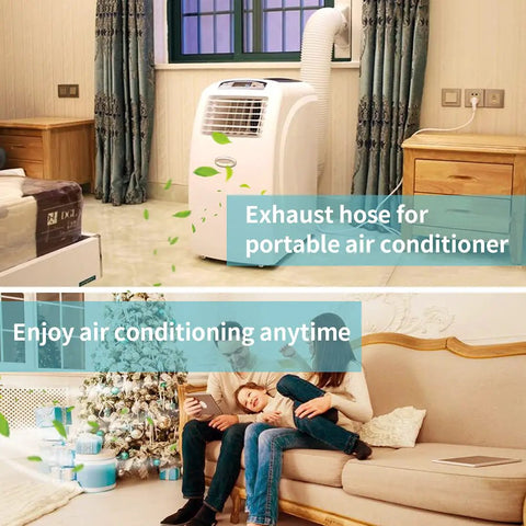 80 Inch Expandable AC Exhaust Hose With 5.9 Inch Diameter Anti Clockwise Thread For Portable Air Conditioners in a living room setup