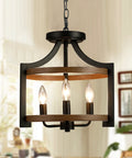 Convertible Rustic Ceiling Light Do It All Semi Flush Mount Or Pendant Farmhouse Style with sand black and wood finish