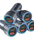 Dual Port USB C Car Charger 36W Hella Fast Charging Plug N Play Cigarette Lighter Adapter With PD QC 3.0 Power Delivery For iPhone 15 14 13 Samsung Galaxy S24 S21 iPad Pixel Road Trip Essential Grey pack of five grey adapters