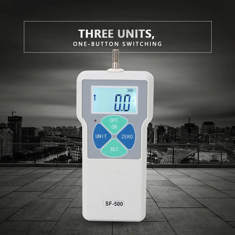 Portable Digital Force Gauge SF-500 Push Pull Tester Meter For Tension And Compression Testing, Accurate High Sensitivity Sensor, Quick Readouts, Handheld Force Meter For Lab, Workshop, And Field Use, front view
