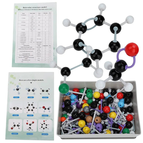 Complete 267 Piece Molecular Model Kit For Organic Chemistry With Color-Coded Atoms Ball And Stick Set, storage box view