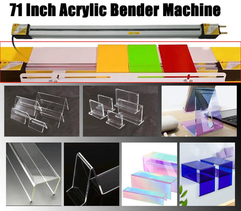 IntXanth 70.87 Inch Acrylic Plastic Heat Bending Machine, 2000W Strip Heater for PVC And Organic Boards showcasing various acrylic bends and creations.