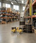 Heavy Duty Cable Guide Pulley Built Tough With Steel And Aluminum Wheels For Slick Wire Routing and quick line shifts in a warehouse.