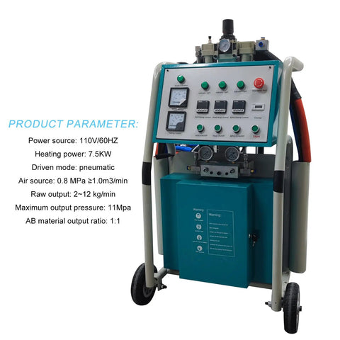 Heavy Duty Polyurethane Foam Spray Machine, High Pressure Pneumatic Sprayer For Construction Waterproofing with control panel.