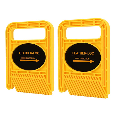 Kickback Buster 2 Pack Adjustable Featherboards For Table Saws Router Tables And Band Saw Fences Keep Your Cuts Hella Smooth With Rock Solid Feeder Guides Yellow, featuring two yellow ABS featherboards.
