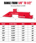 Aluminum Setup Blocks For Woodworking, 9 Piece Precision Shim Kit, Pro Grade 0.001 Inch Accuracy, Fast Router Table And Fence Adjustments, Quick Depth And Height Calibration For Saws And Tools, red aluminum setup block chart
