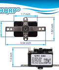Beefy Enclosed General Purpose Fan Relay Replacement For Emerson 90-380 with dimensions and 24V coil, heavy-duty HVAC use.