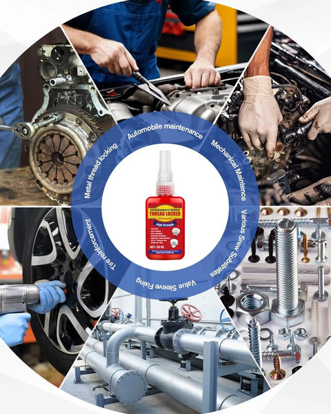 Red Thread Locker High Strength Threadlocker For Nuts Bolts And Fasteners Permanent Anaerobic Glue For Automotive And Machinery 50 ml