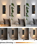 Nsleaiy Wireless Wall Sconces Set of Two displaying three color temperatures on a wall with dimming options.