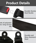 Two Seat Golf Cart Seat Belt Kit With 42 Inch Retractable Straps features stainless steel buckle and polyester fiber