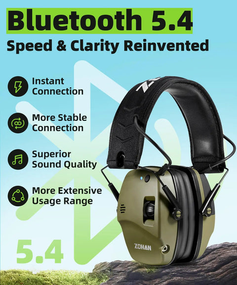 035 Bluetooth 5.4 Shooting Ear Protection Earmuff With Active Noise Canceling And Sound Amplification For Hunting And Range Wireless Tactical Headset In Green