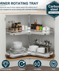 Two Tier Kidney Corner Cabinet Lazy Susan For Base Cabinets 28 Inch Chrome 270 Degree Turntable Organizer with dishes