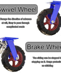Badass Heavy Duty Industrial Swivel Caster Wheels Set Of Four Solid Rubber features swivel and brake wheels for easy maneuvering.